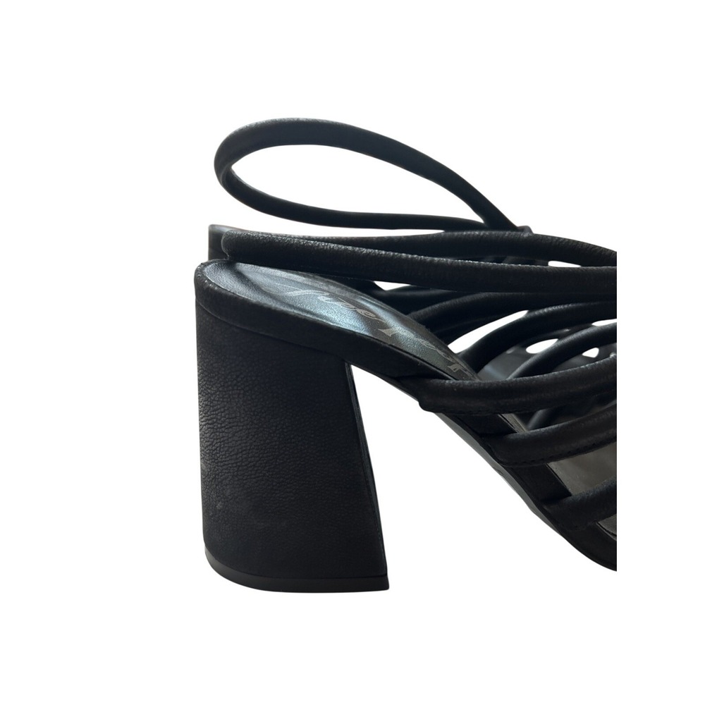 Free People Heels Size 36 US 6 "Colette" Cinched Leather Block Sandals Black - Picture 3 of 11